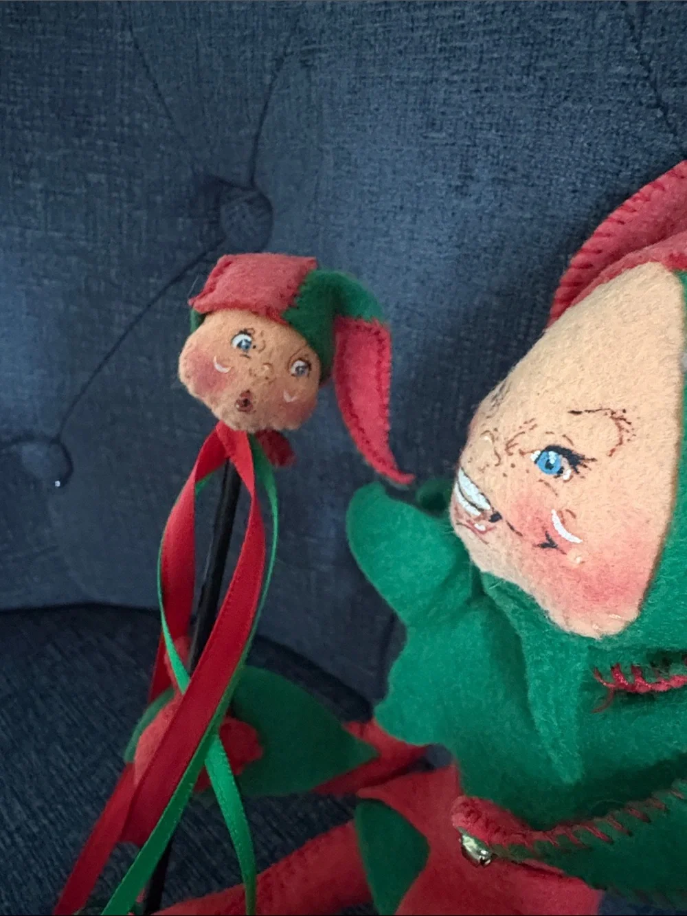 Annalee Red and Green Elf Marionette Doll